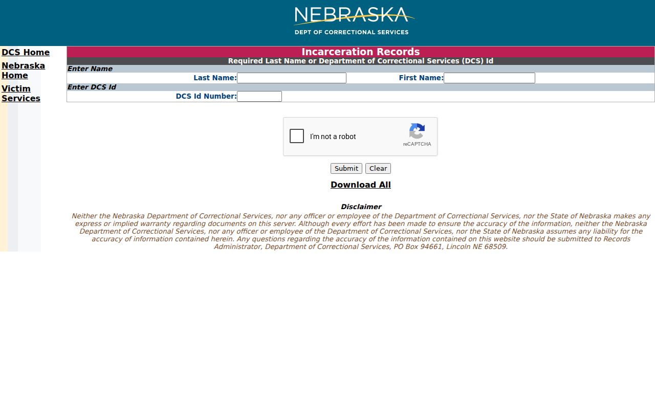 Johnson County arrest lookup NDCS incarceration records
