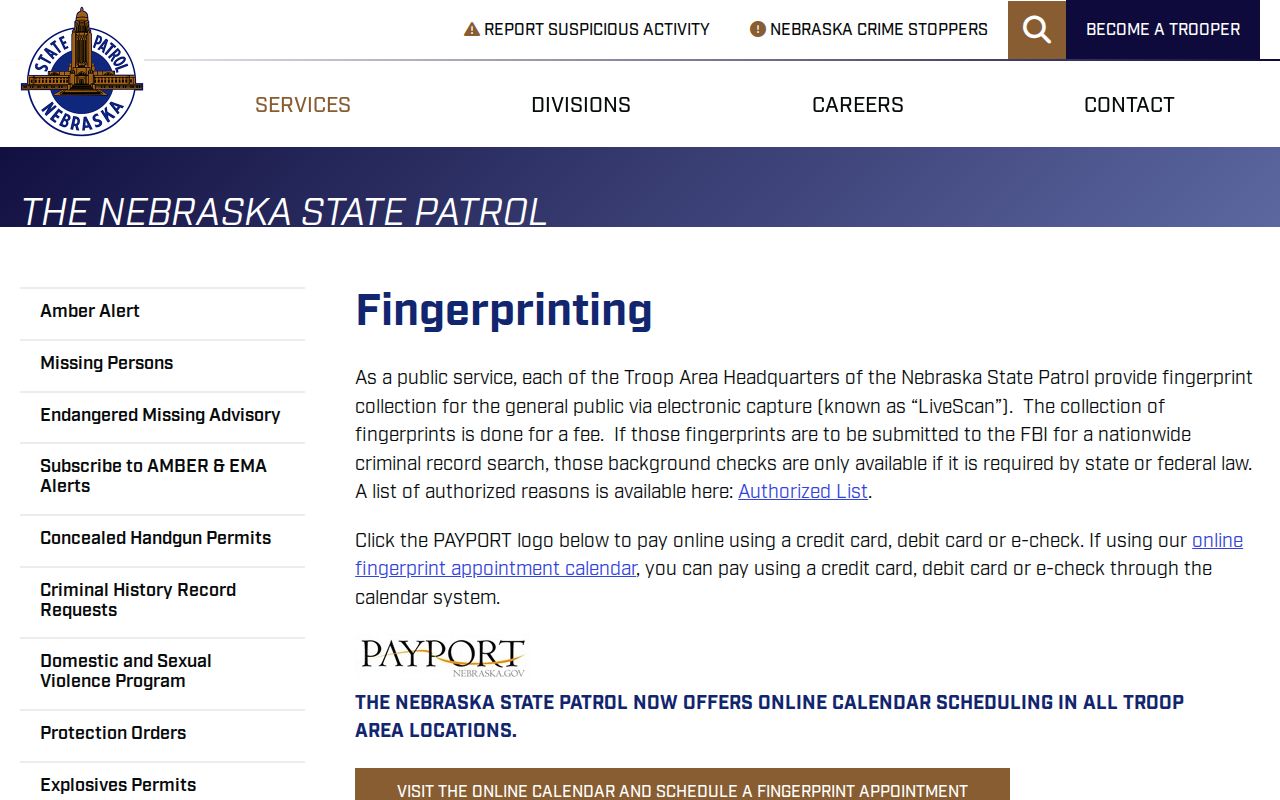 Johnson County arrest records Nebraska State Patrol fingerprinting