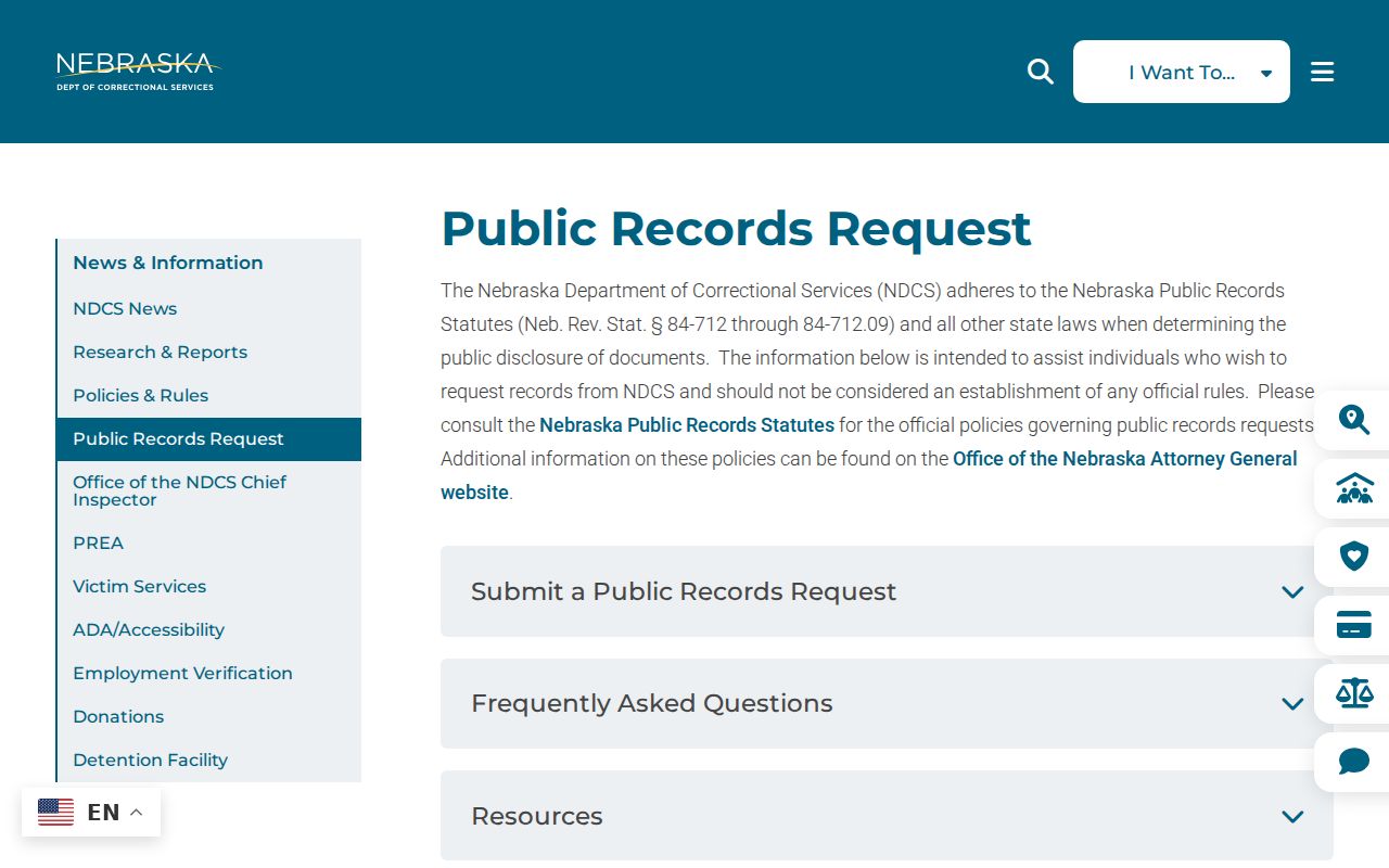 Johnson County criminal records through the NDCS request page