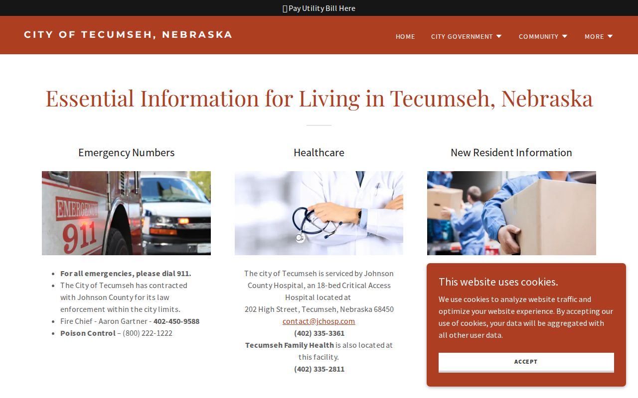 Johnson County Tecumseh criminal records city services page